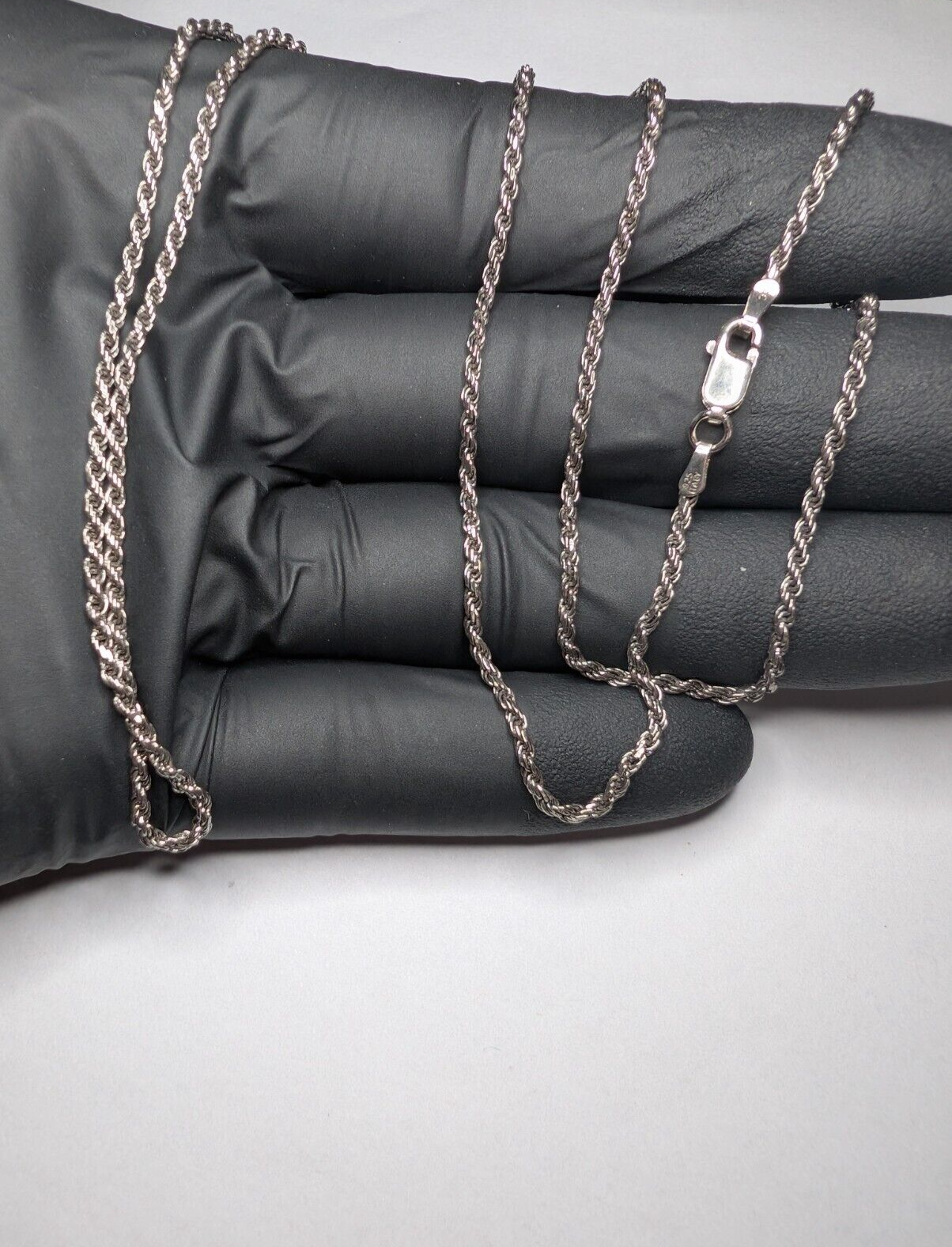 Black Rhodium 925 Italian Sterling Silver 1.8mm 26'' Rope Chain Necklace 