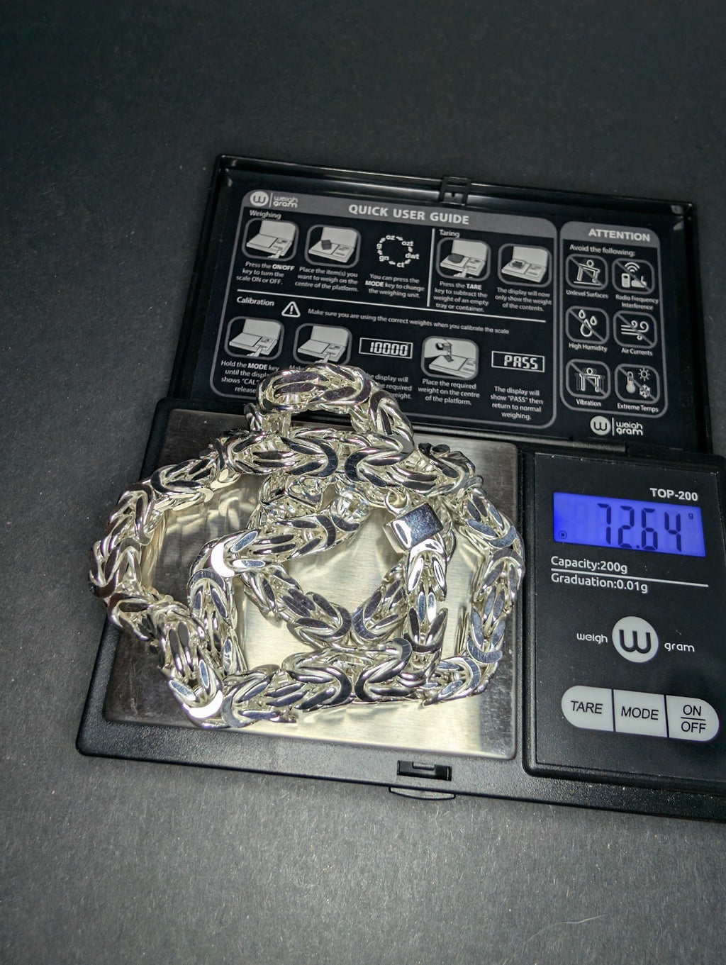 Semi Solid 925 Sterling Silver 7.2mm 22'' Thick Square Byzantine Necklace