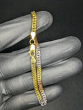 Tri-color Gold over Solid 925 Sterling Silver 7.5in 4.1mm Double Cuban Bracelet