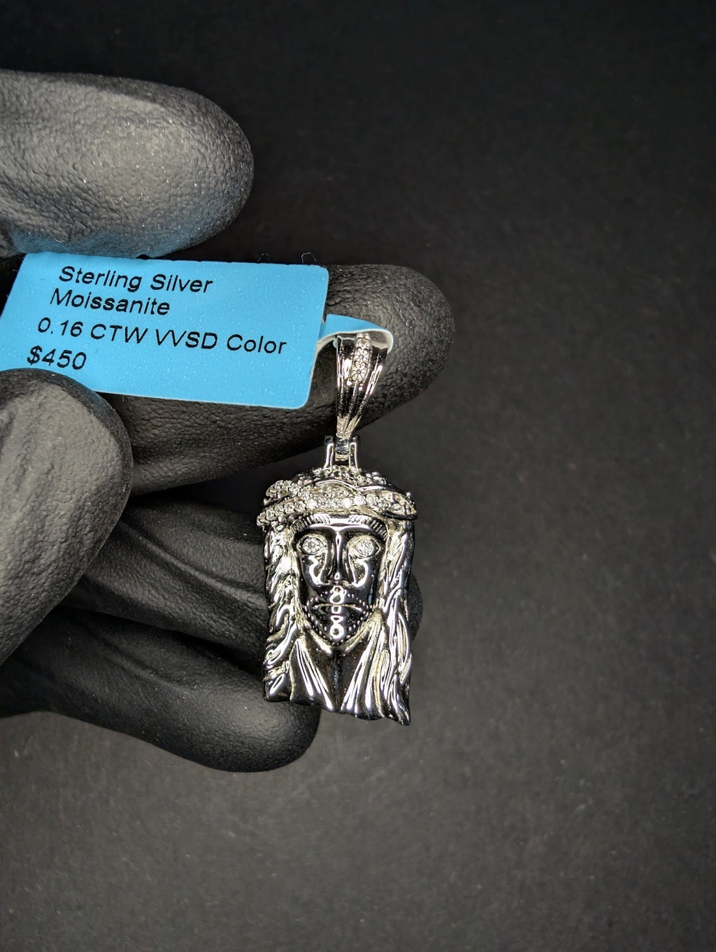 Solid 925 Sterling Silver Icy VVS D Moissanite High Polished Jesus Piece Pendant