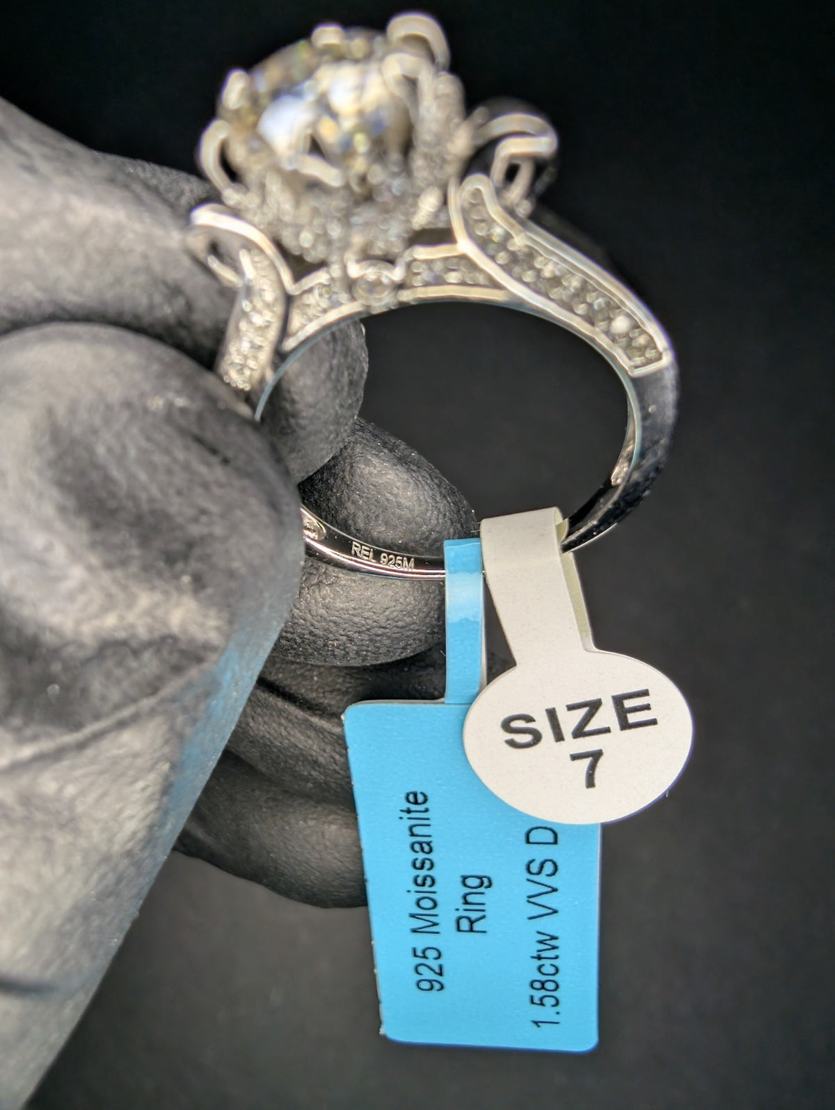 Solid 925 Silver VVS D Moissanite Cathedral Lotus Crown Solitaire Ring Size 7