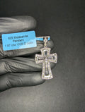 Solid 925 Silver Iced Out VVS Moissanite Baguette Outline Crucifix Pendant