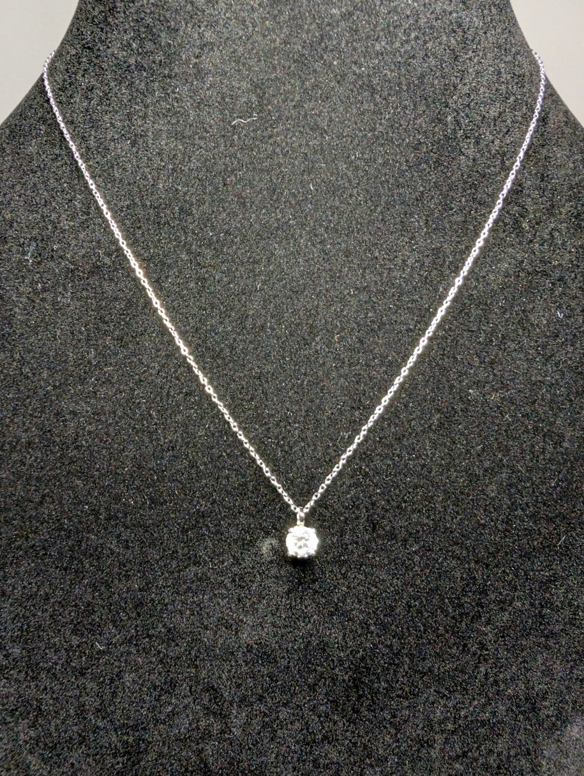 Solid 925 Silver 16.5"- 18" Chain w/ GRA Certified Moissanite Solitaire Pendant