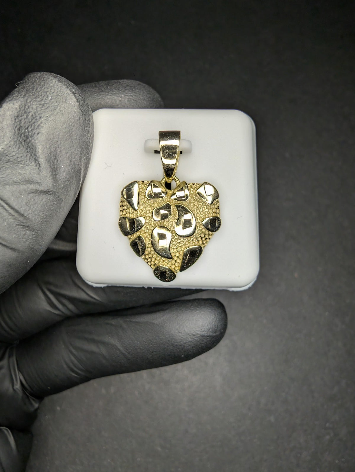 Gold over Solid 925 Sterling Silver Nugget Heart Pendant