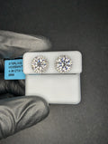 Solid 925 Sterling Silver VVS D Moissanite 10.8mm Halo Stud Earrings 4.36ctw