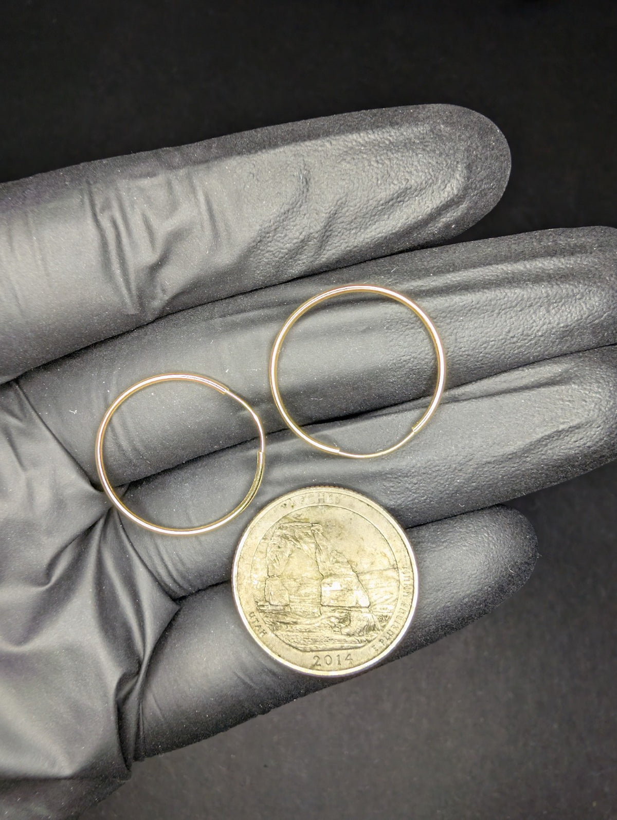 Solid 14K Yellow Gold 22.0mm x 1.0mm Minimalist Hoop Earrings