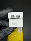 Solid 925 Silver GRA Certified Green Moissanite 7.5mm Square Cluster Studs