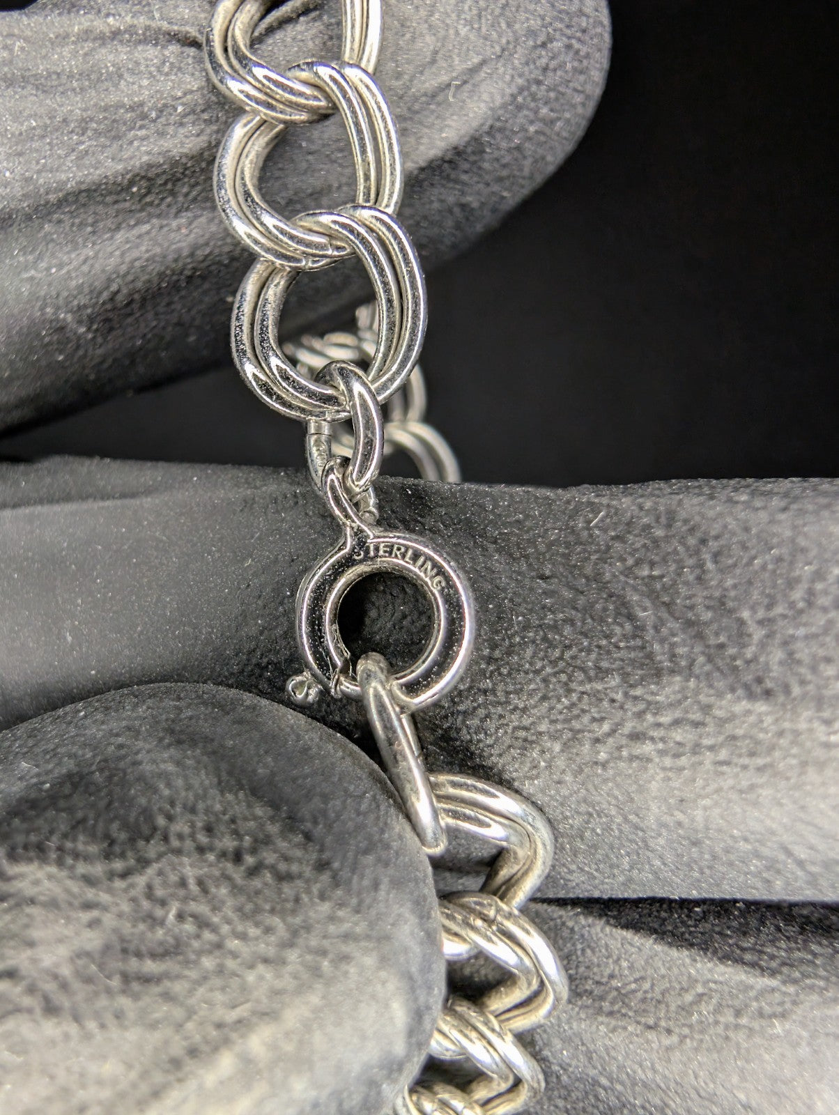 Solid 925 Sterling Silver 7in 8.2mm Double Link Chain Bracelet