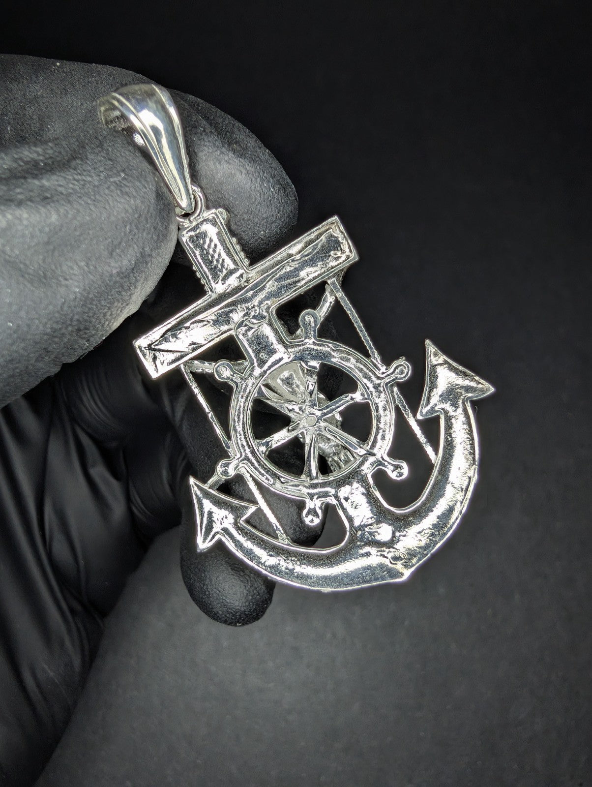 Solid 925 Sterling Silver Mariner's Cross Pendant