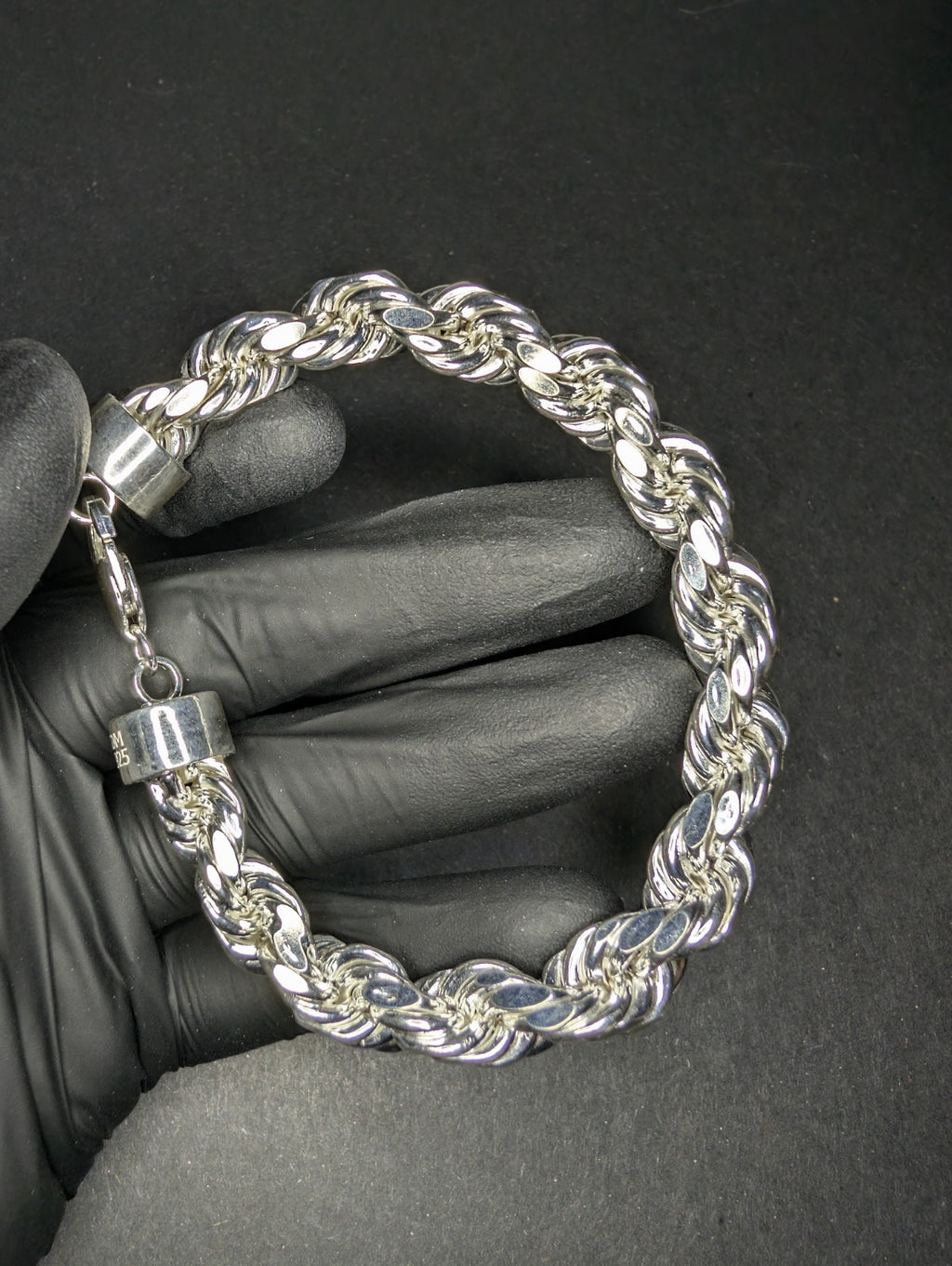 Semi Solid 925 Sterling Silver 9” 10.0mm Thick Rope Bracelet