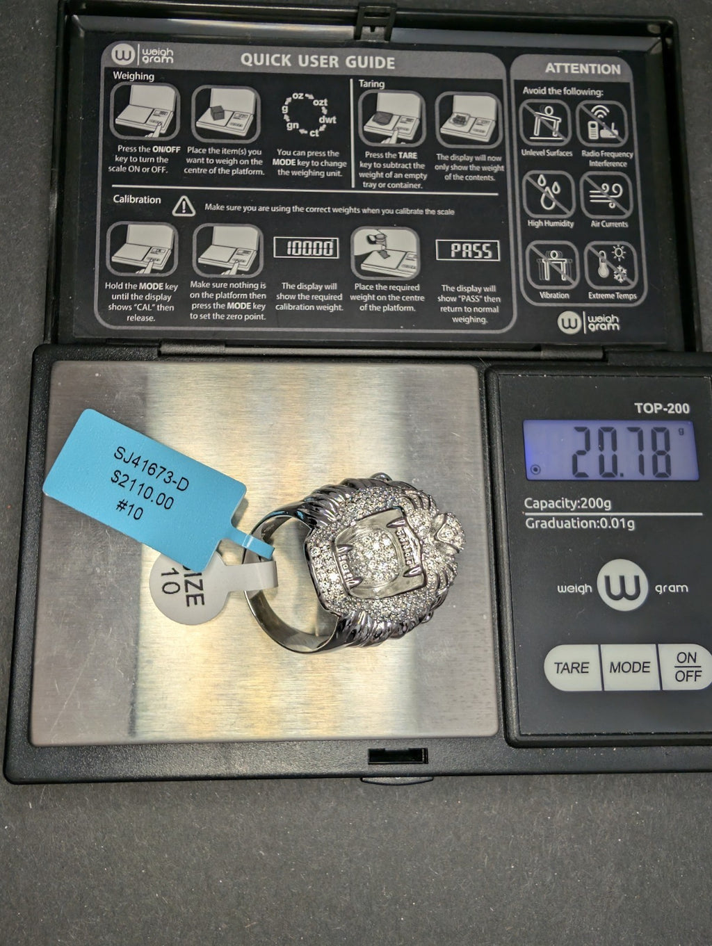 Solid 925 Sterling Silver VVS D Moissanite Huge Lion Head Ring Size 10