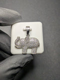 Solid 925 Sterling Silver Iced Out VVS D Moissanite Elephant Pendant