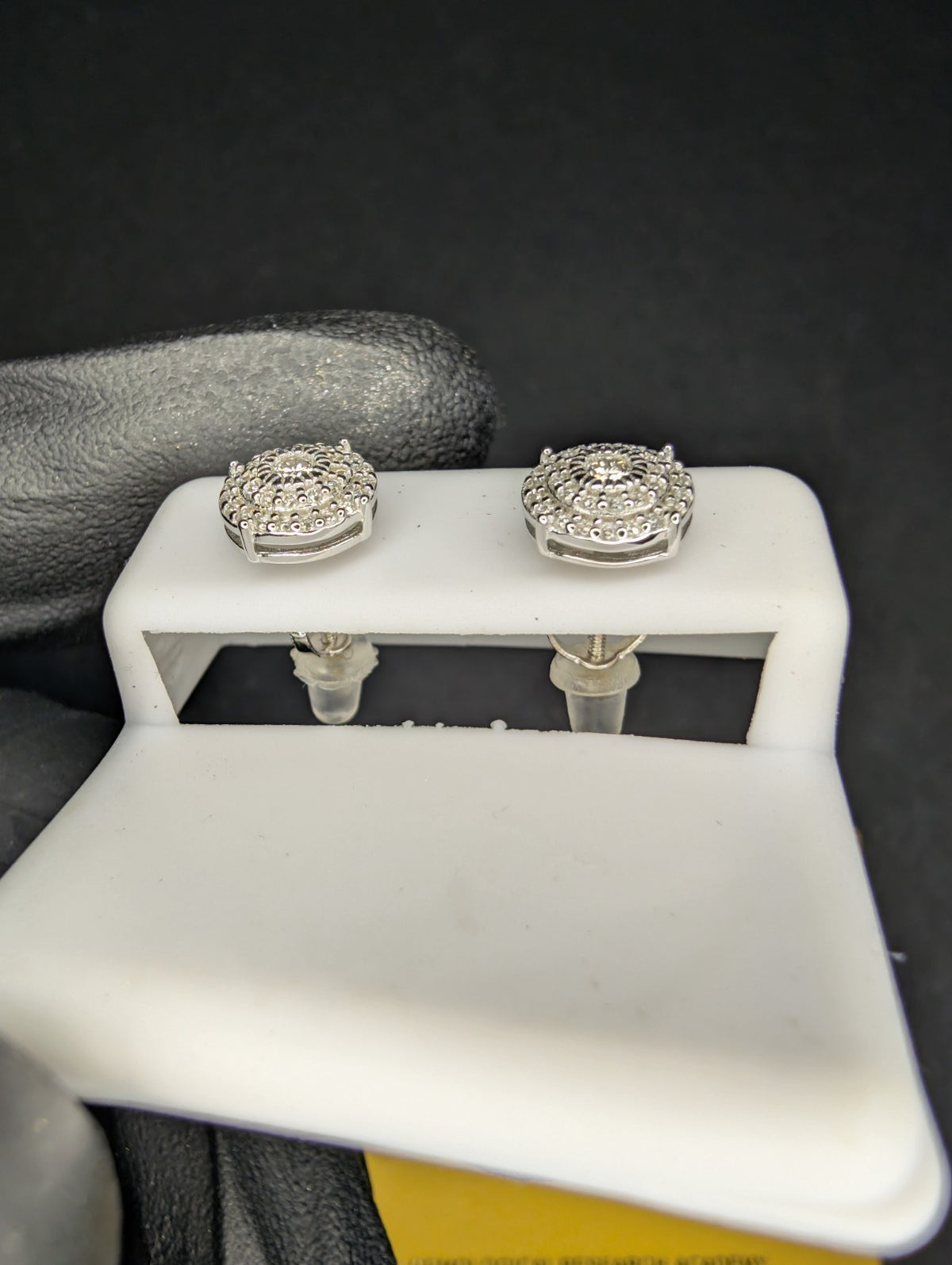 Solid 925 Silver GRA Certified Moissanite 8.4mm Solitaire w/ Double Halo Studs