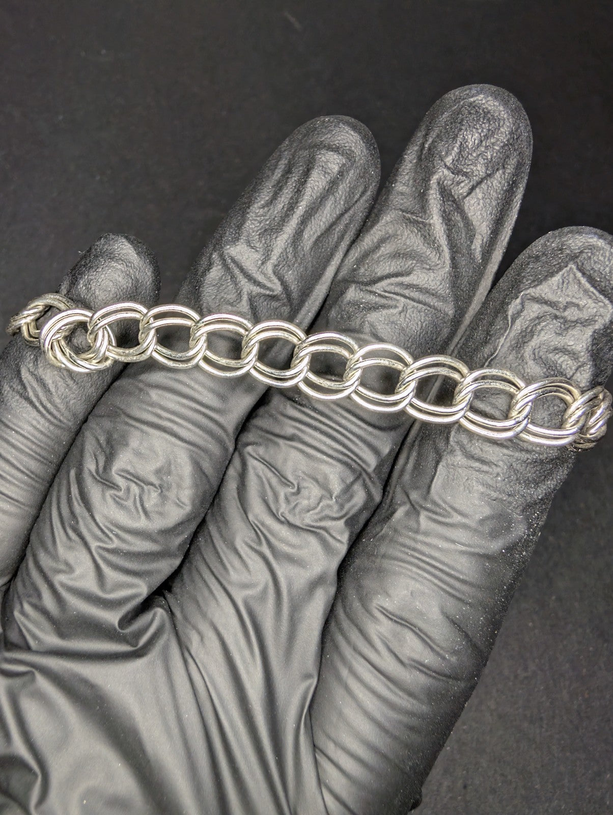 Solid 925 Sterling Silver 7in 8.2mm Double Link Chain Bracelet