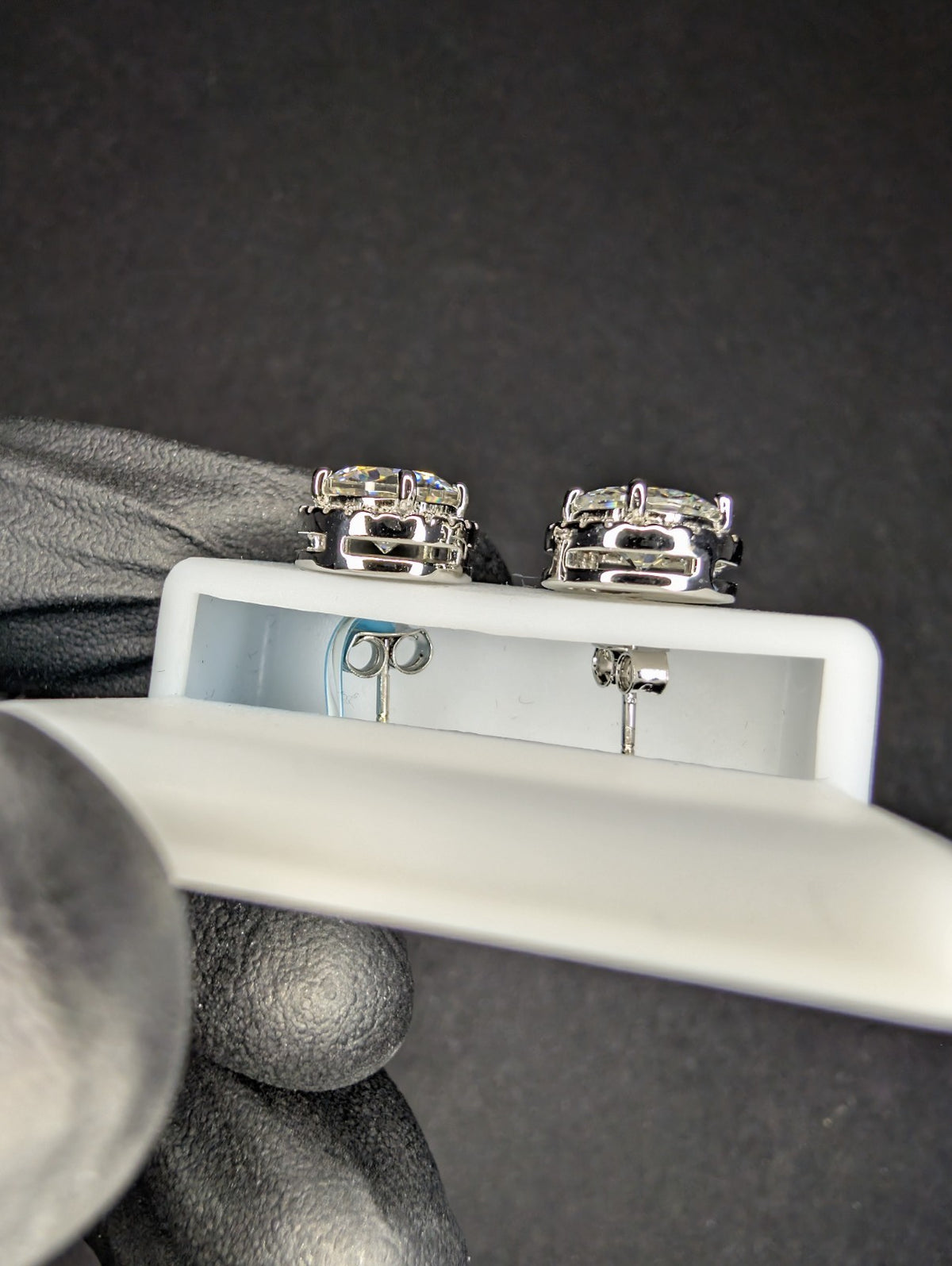 Solid 925 Sterling Silver VVS D Moissanite 10.8mm Halo Stud Earrings 4.36ctw
