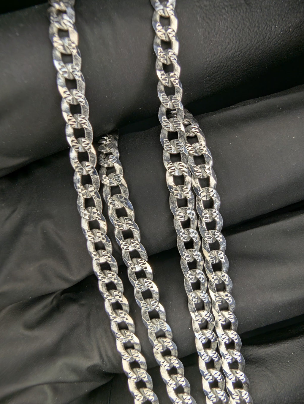 Solid 925 Italian Sterling Silver 20" 4.0mm Diamond Cut Flat Cuban Necklace