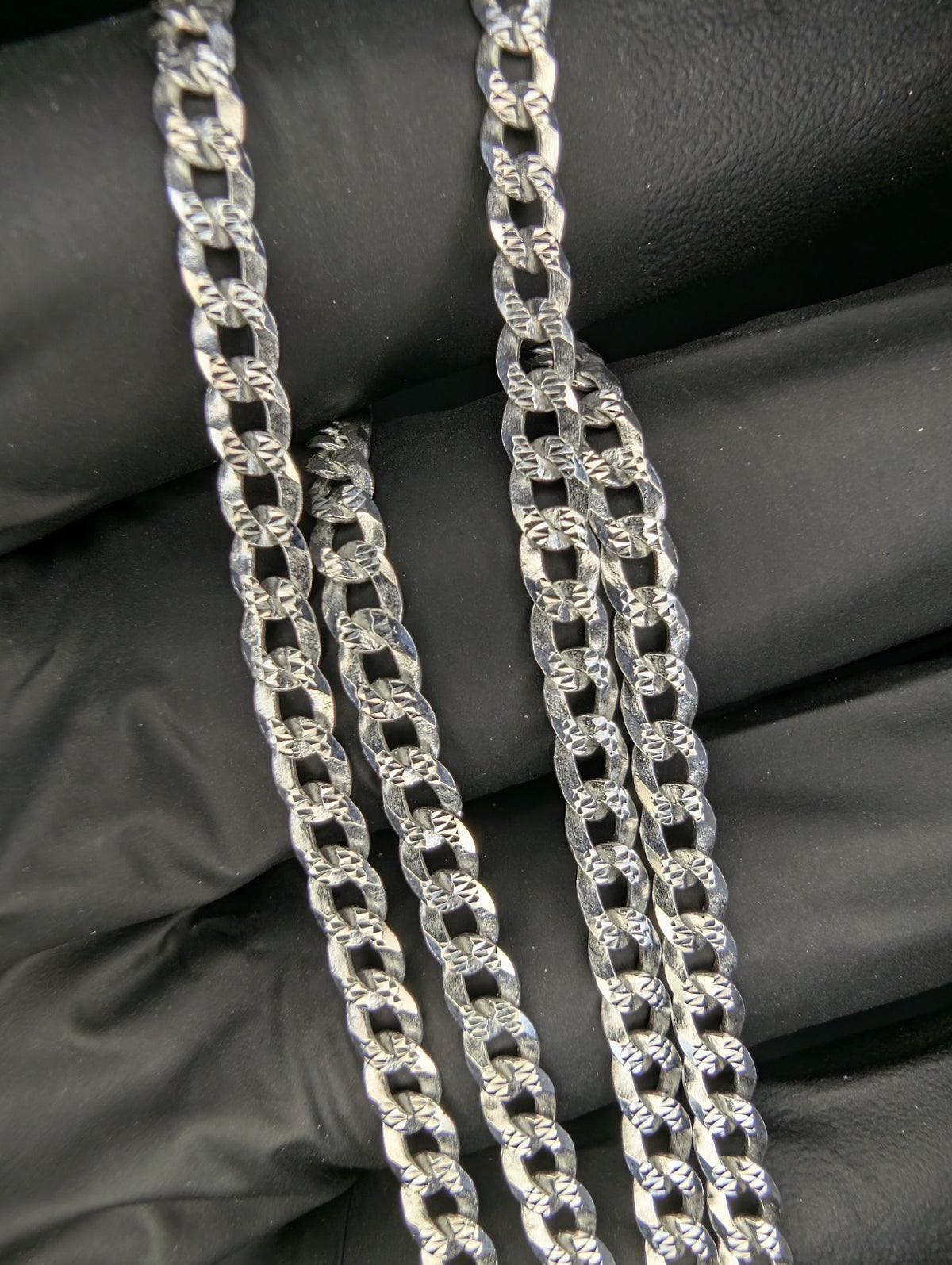 Solid 925 Italian Sterling Silver 20" 4.0mm Diamond Cut Flat Cuban Necklace