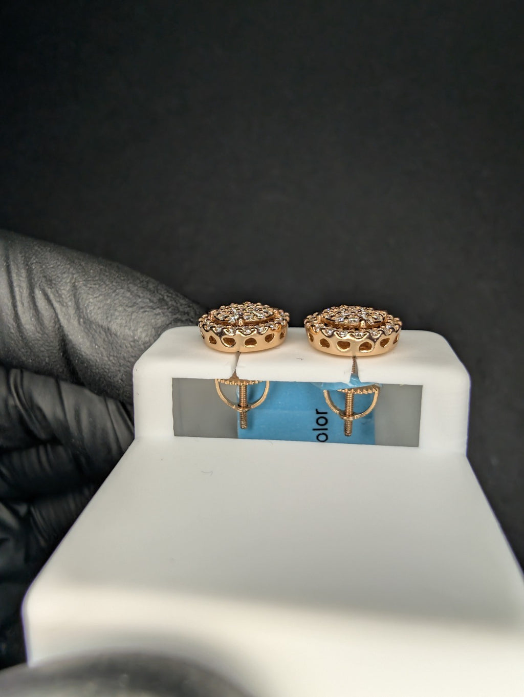 Rose Gold over Solid 925 Silver 9.9mm Iced Out VVS D Moissanite Round Studs