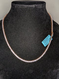 Rose Gold over Solid 925 Silver VVS D Moissanite 3mm 20" Tennis Necklace