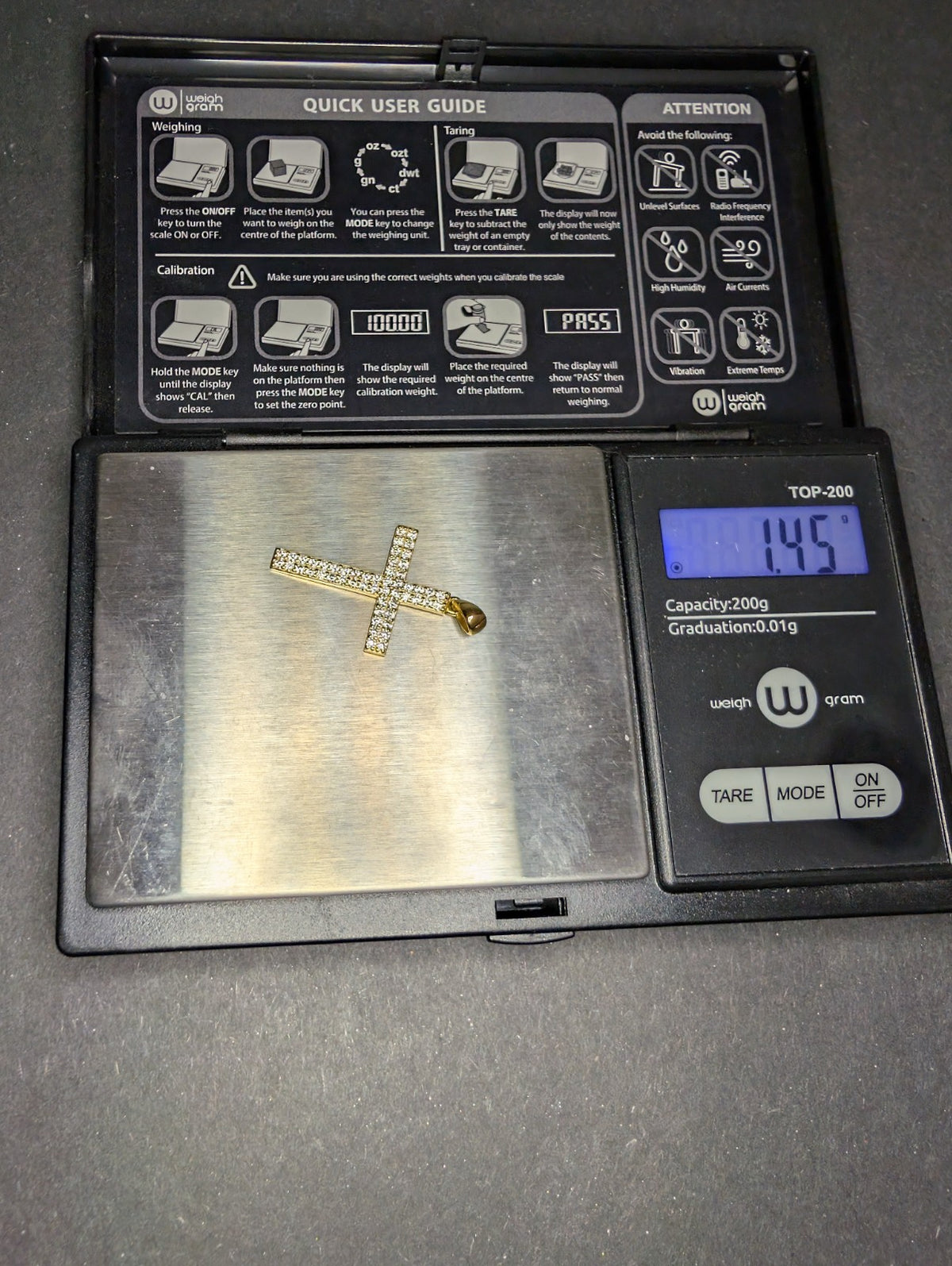 Gold over Solid 925 Silver GRA Certified Moissanite Pave Cross Pendant
