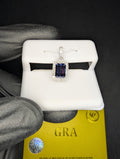 Solid 925 Silver GRA Certified Emerald Cut Purple Moissanite with Halo Pendant