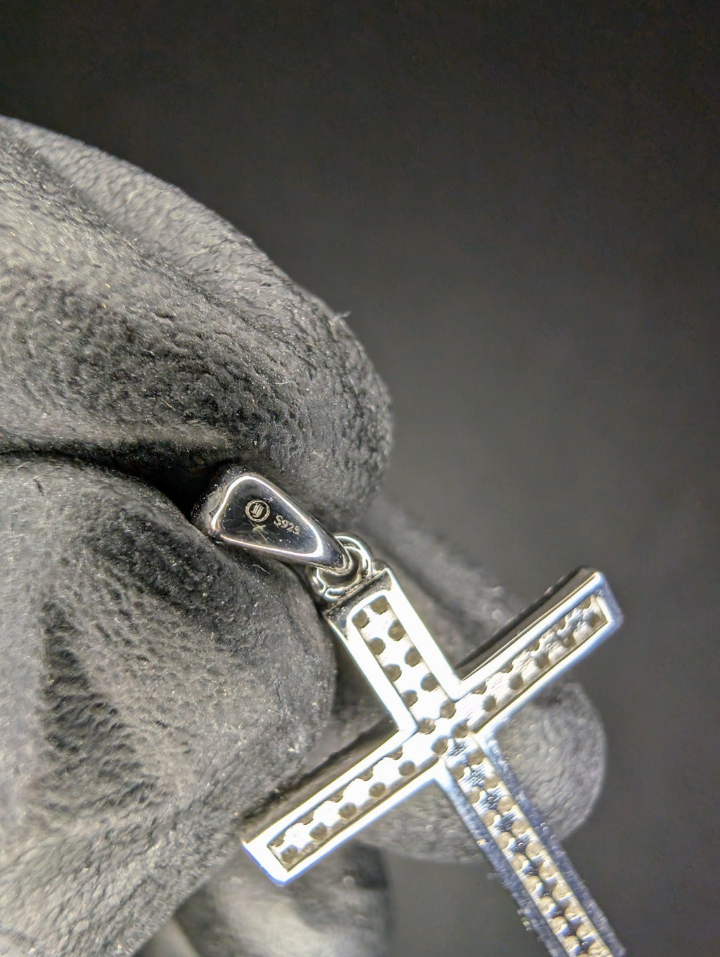 Solid 925 Sterling Silver VVS D Moissanite Pave Cross Pendant