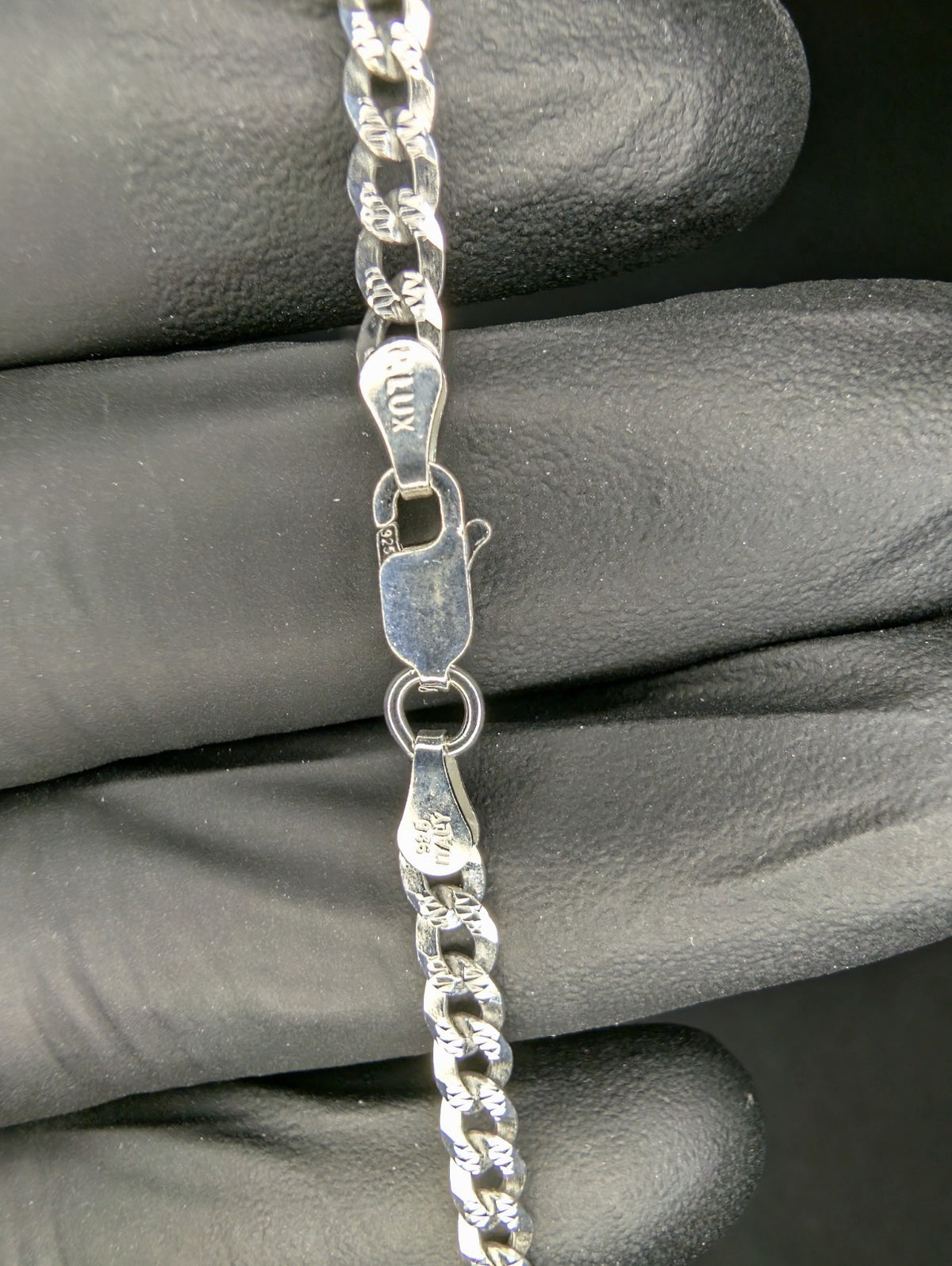 Solid 925 Italian Sterling Silver 20" 4.0mm Diamond Cut Flat Cuban Necklace