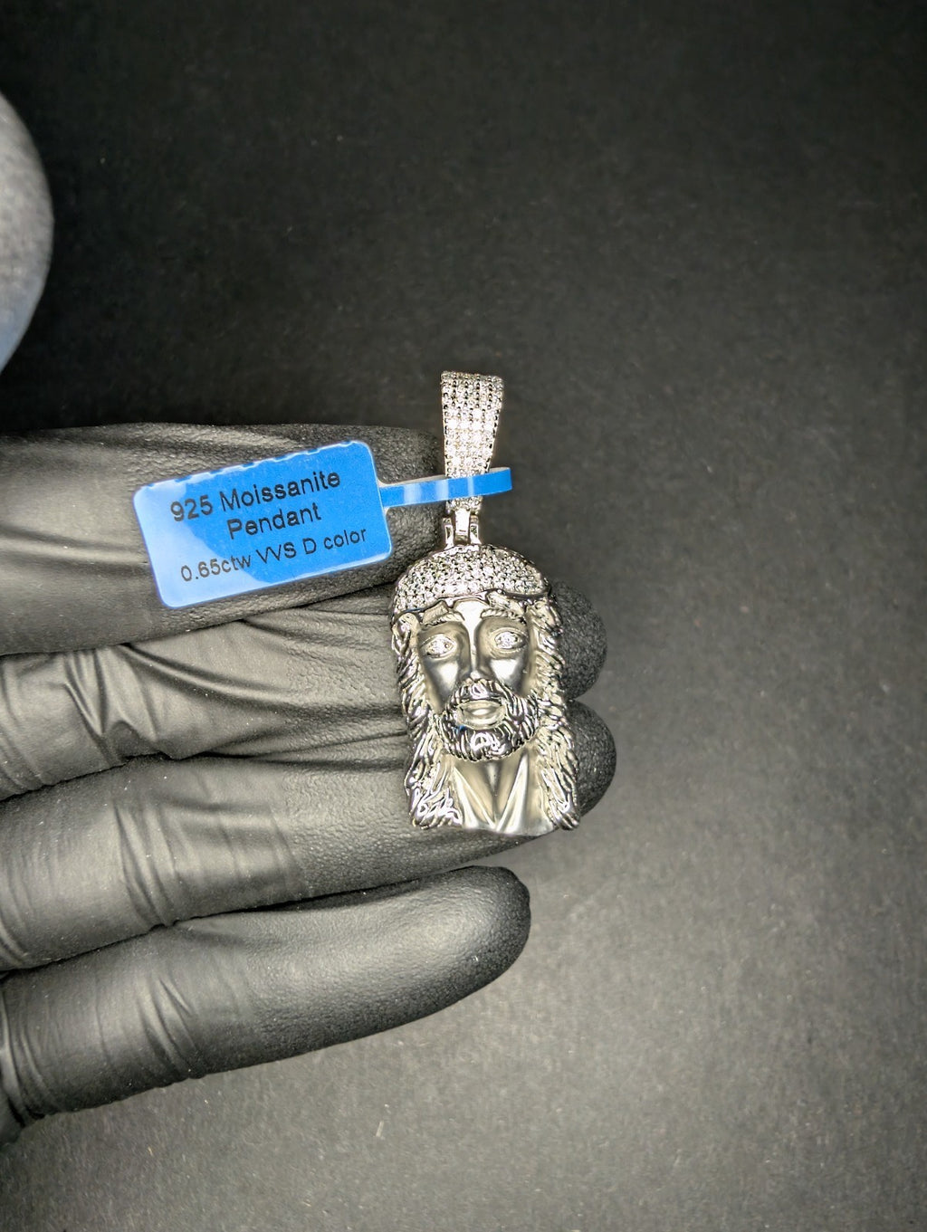 Solid 925 Sterling Silver Icy VVS D Moissanite Matte Finish Jesus Piece Pendant