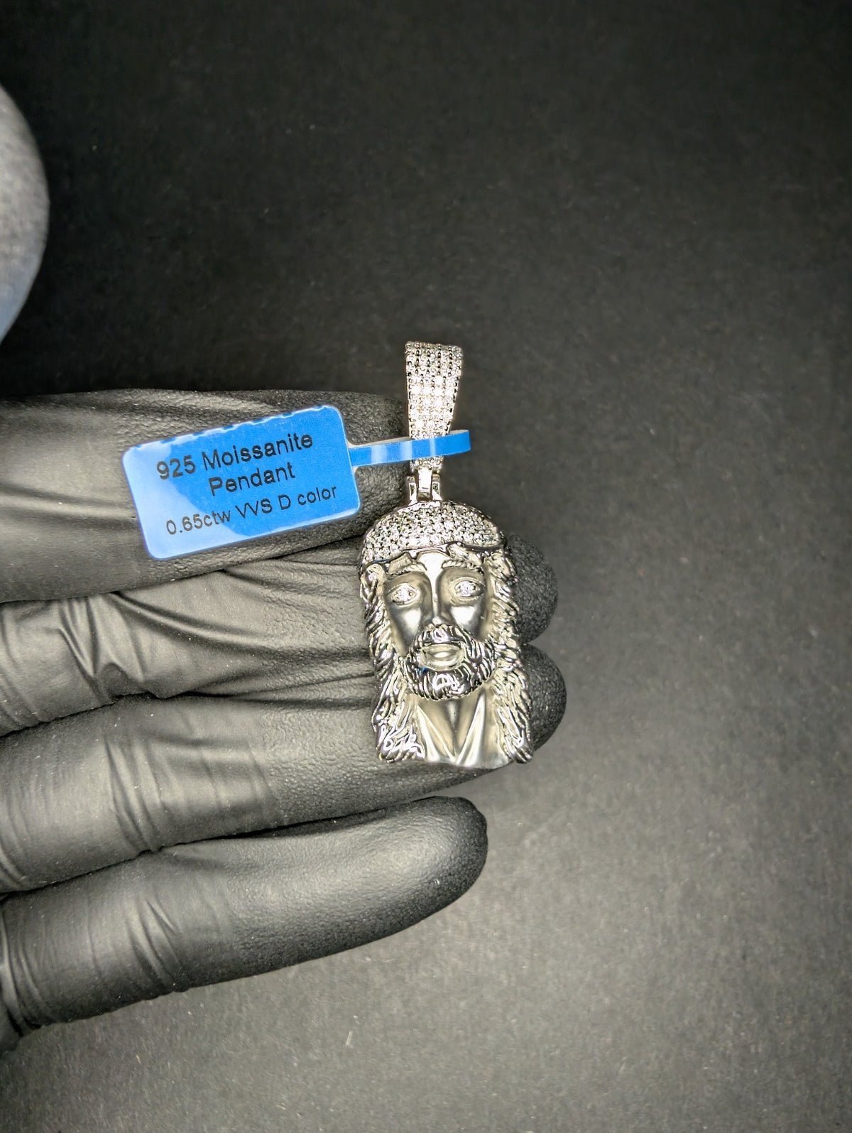 Solid 925 Sterling Silver Icy VVS D Moissanite Matte Finish Jesus Piece Pendant