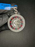 Solid 925 Sterling Silver Iced Out VVS Moissanite Roulette Wheel Pendant
