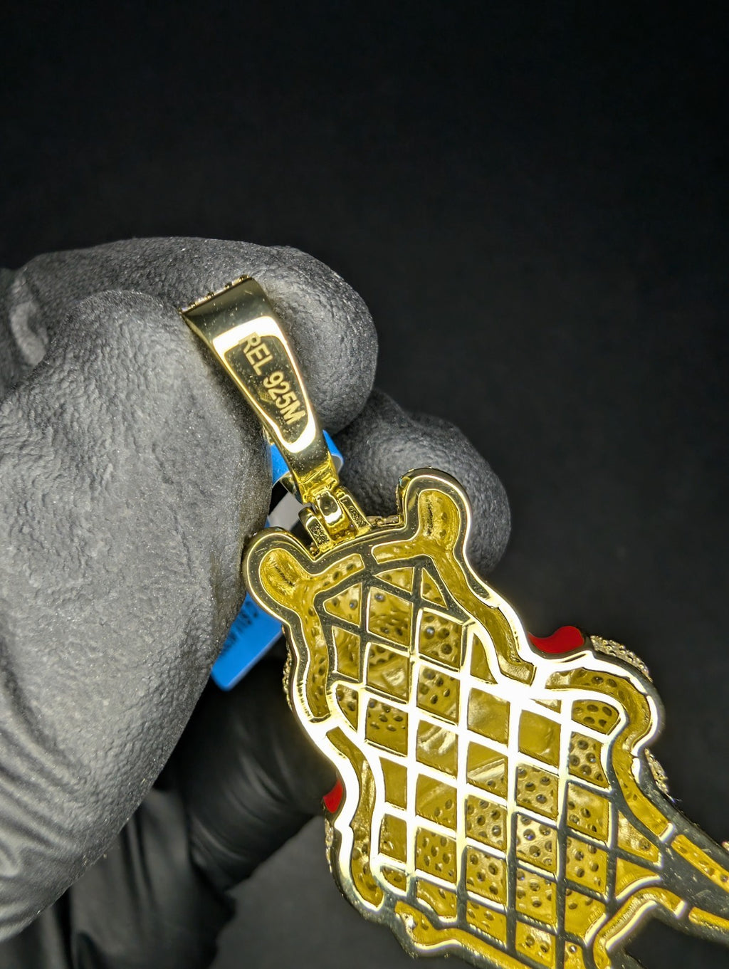 Gold Over Solid 925 Silver Iced Out VVS D Moissanite Winnie the Pooh Pendant
