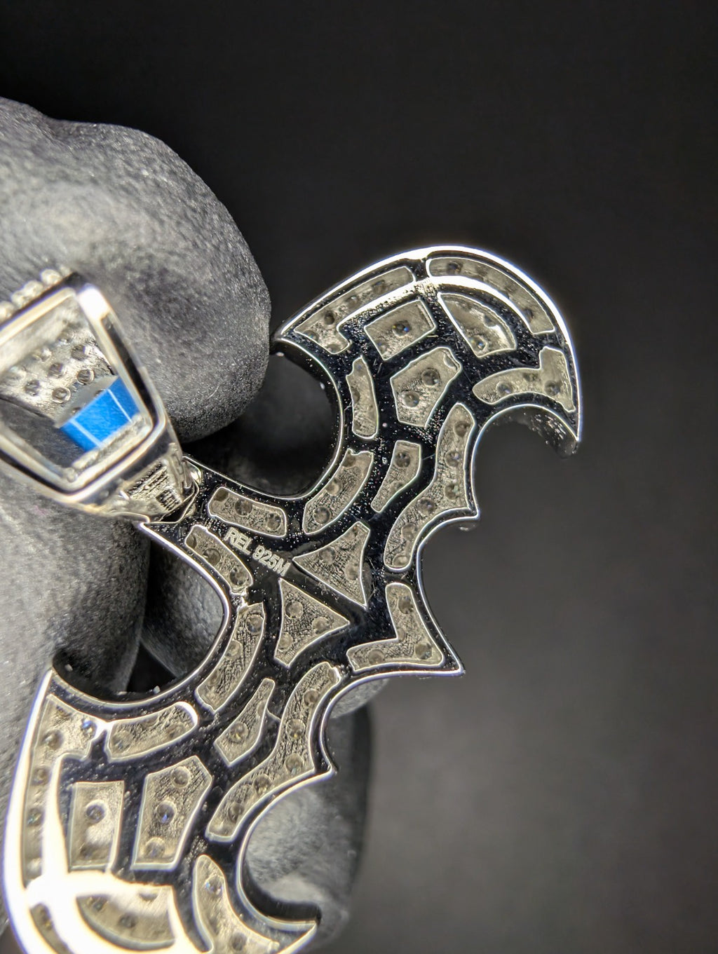 Solid 925 Sterling Silver VVS D Moissanite Batman Symbol Pendant