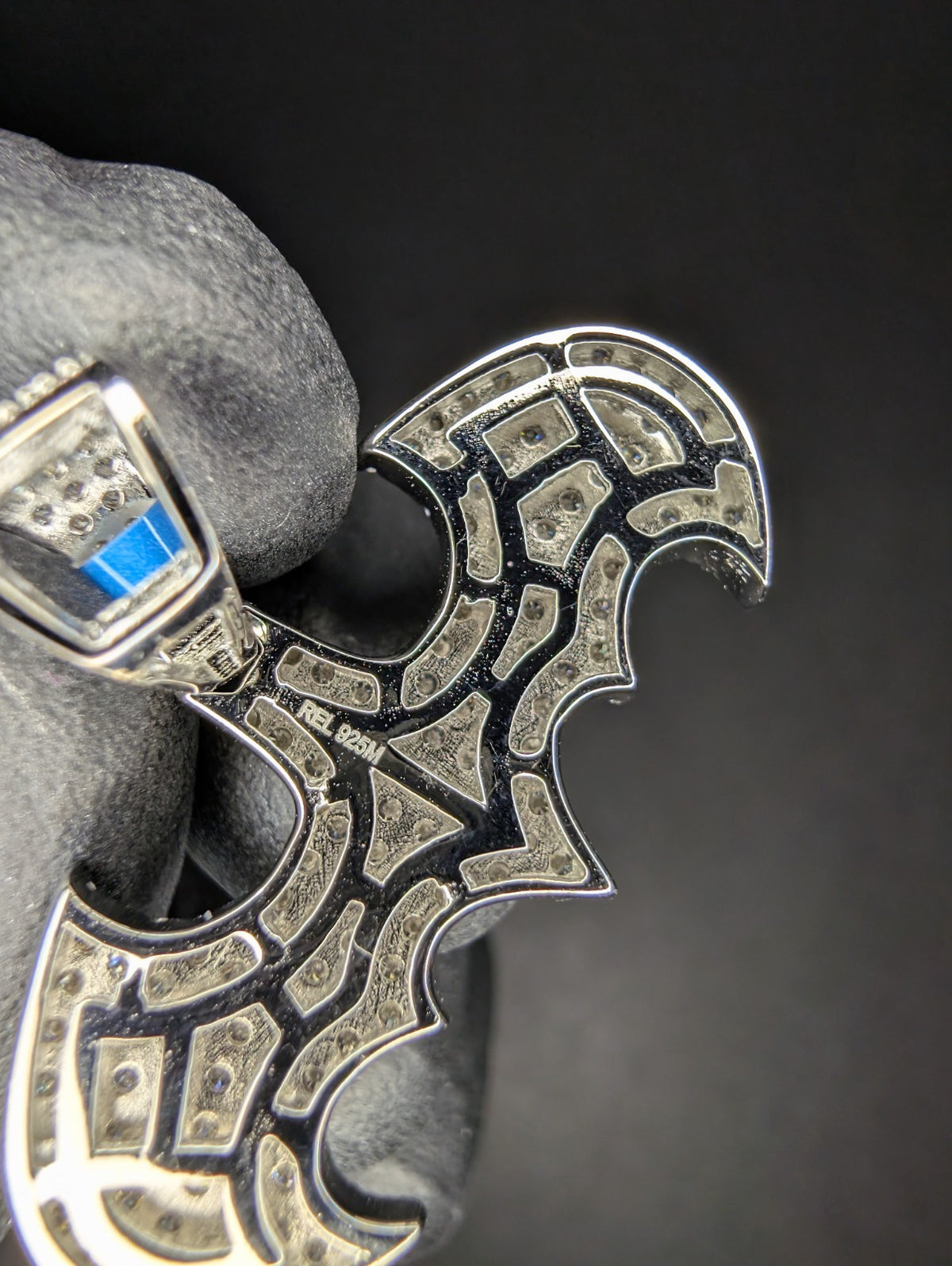 Solid 925 Sterling Silver VVS D Moissanite Batman Symbol Pendant