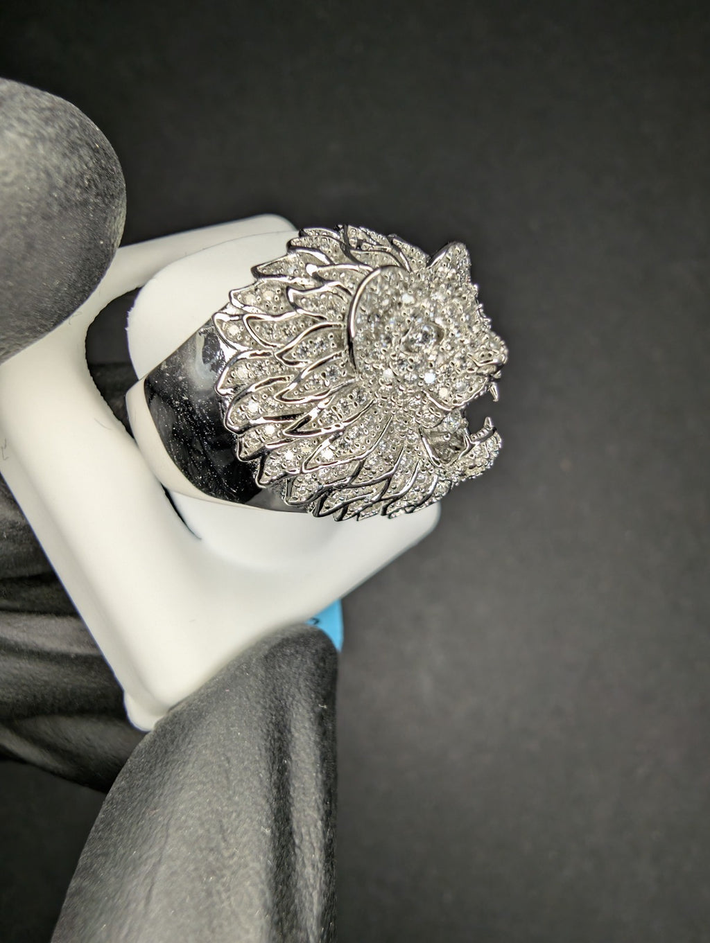Solid 925 Sterling Silver Iced Out VVS D Moissanite Lion Head Ring Size 10