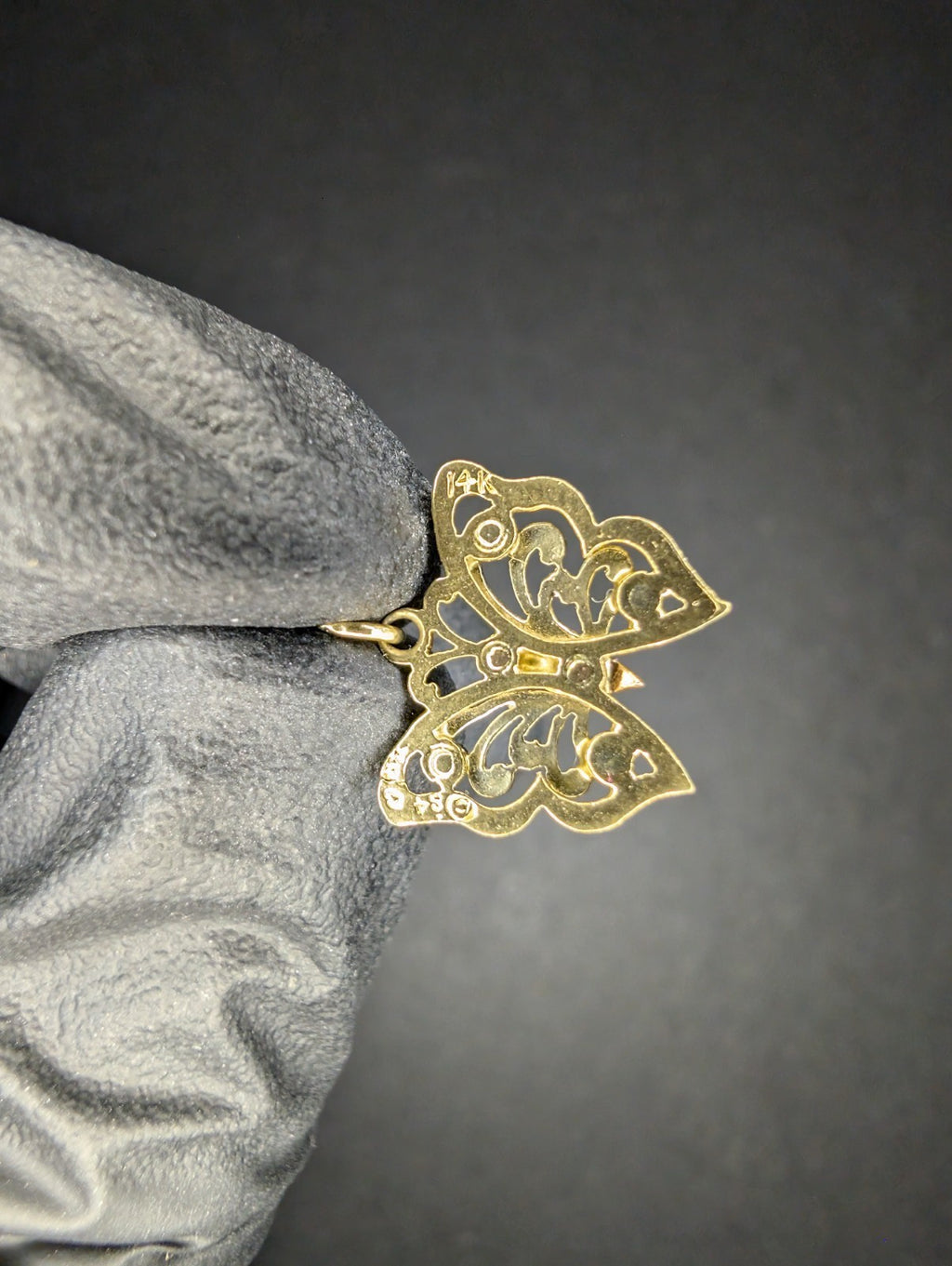 Vintage Solid 14K Two Tone (Yellow and Rose) Gold Butterfly Pendant