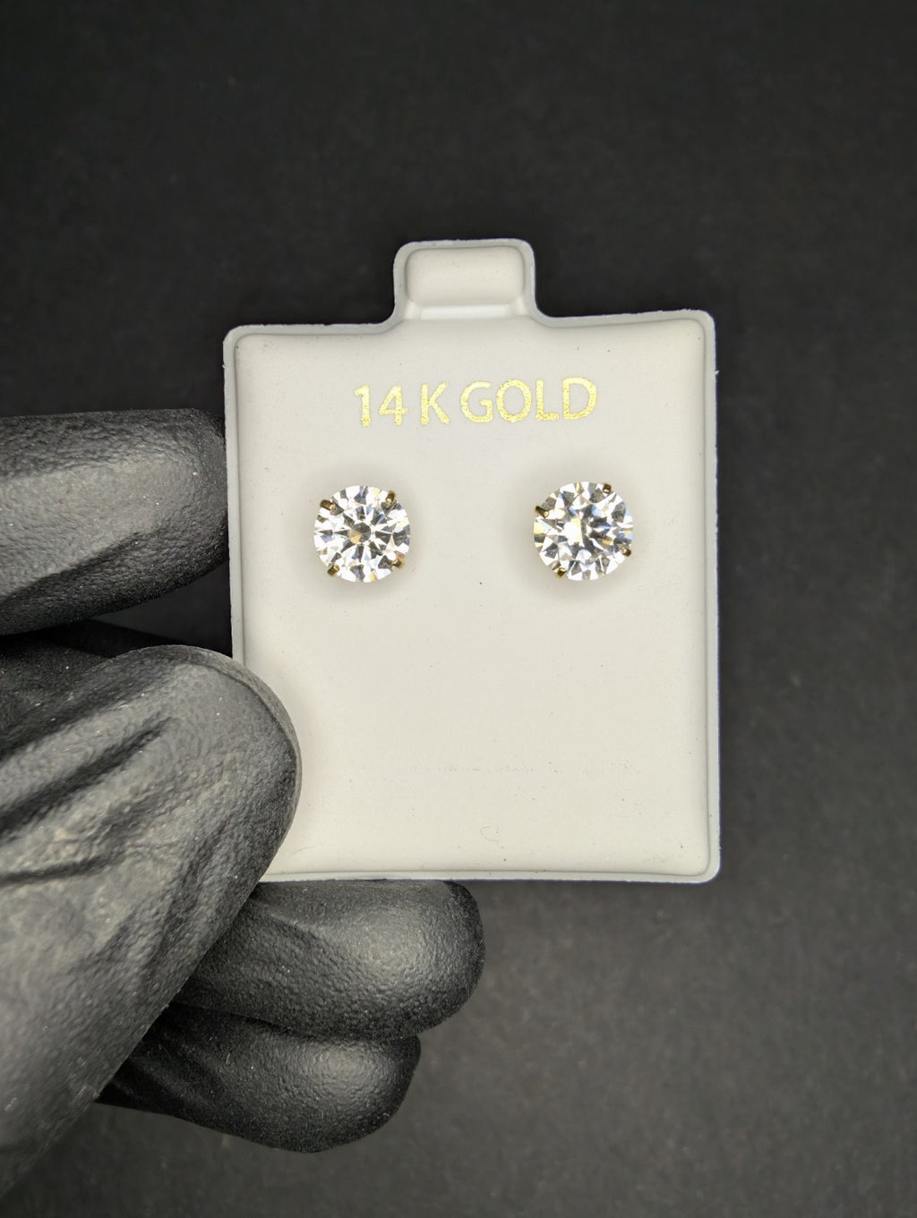 Solid 14K Yellow Gold VVS D 7.0mm Round Cut Moissanite Solitaire Studs 2.4ctw