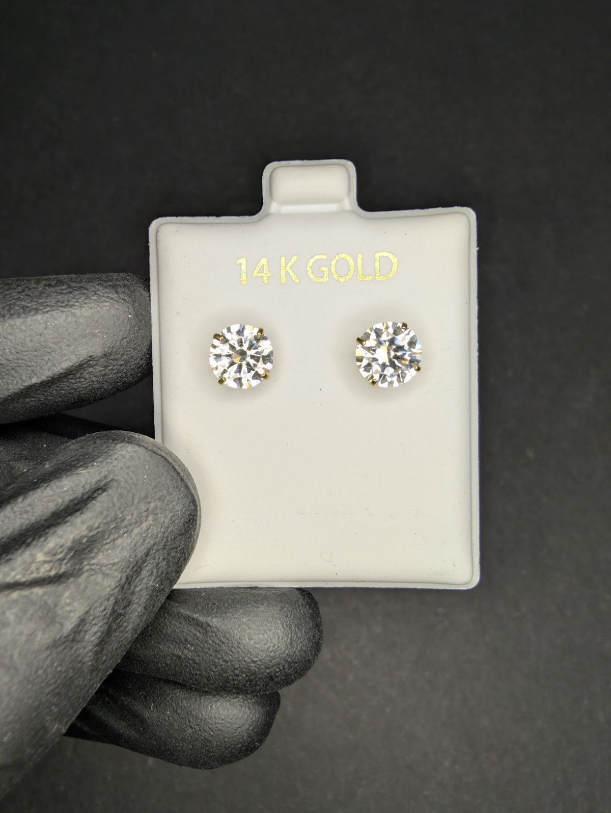 Solid 14K Yellow Gold VVS D 7.0mm Round Cut Moissanite Solitaire Studs 2.4ctw