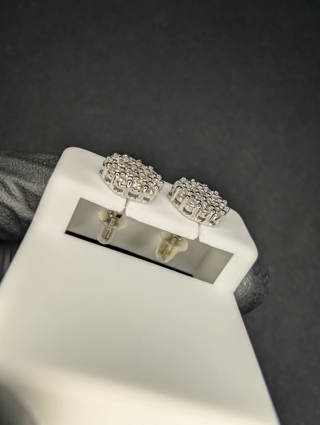 Solid 925 Sterling Silver VVS D Moissanite 9.5mm Hexagon Cluster Studs