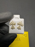 Gold over Solid 925 Silver Iced Out GRA Certified Moissanite Flared Cross Studs