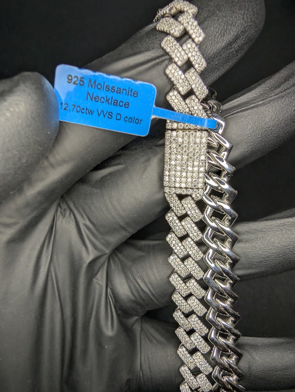 Solid 925 Sterling Silver Iced Out VVS Moissanite 18in 10mm Monaco Cuban Chain