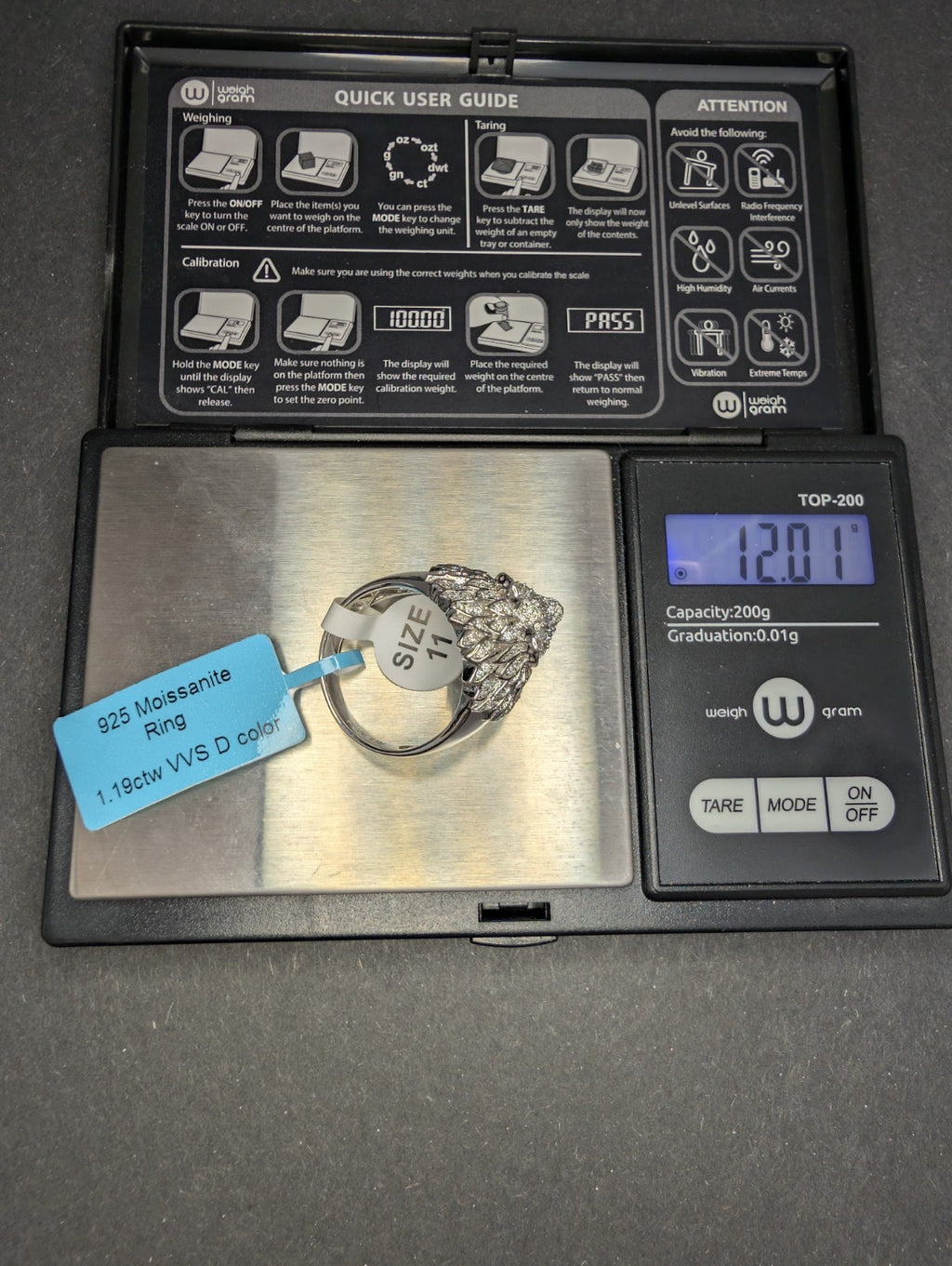 Solid 925 Sterling Silver Iced Out VVS D Moissanite Lion Head Ring Size 11