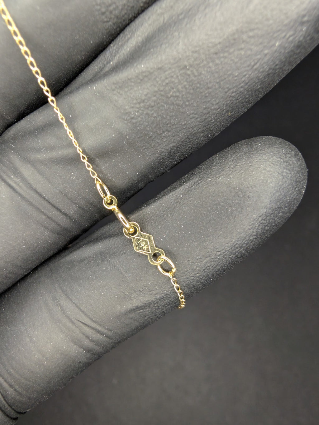 Solid 14K Yellow Gold Dainty 16in Necklace with Open Heart Diamond Pendant