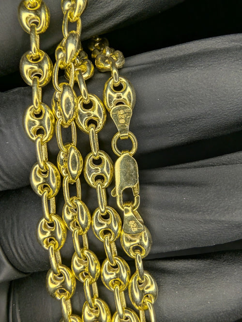 Gold over Solid 925 Sterling Silver 6.0mm 20” Puffed Mariner Necklace