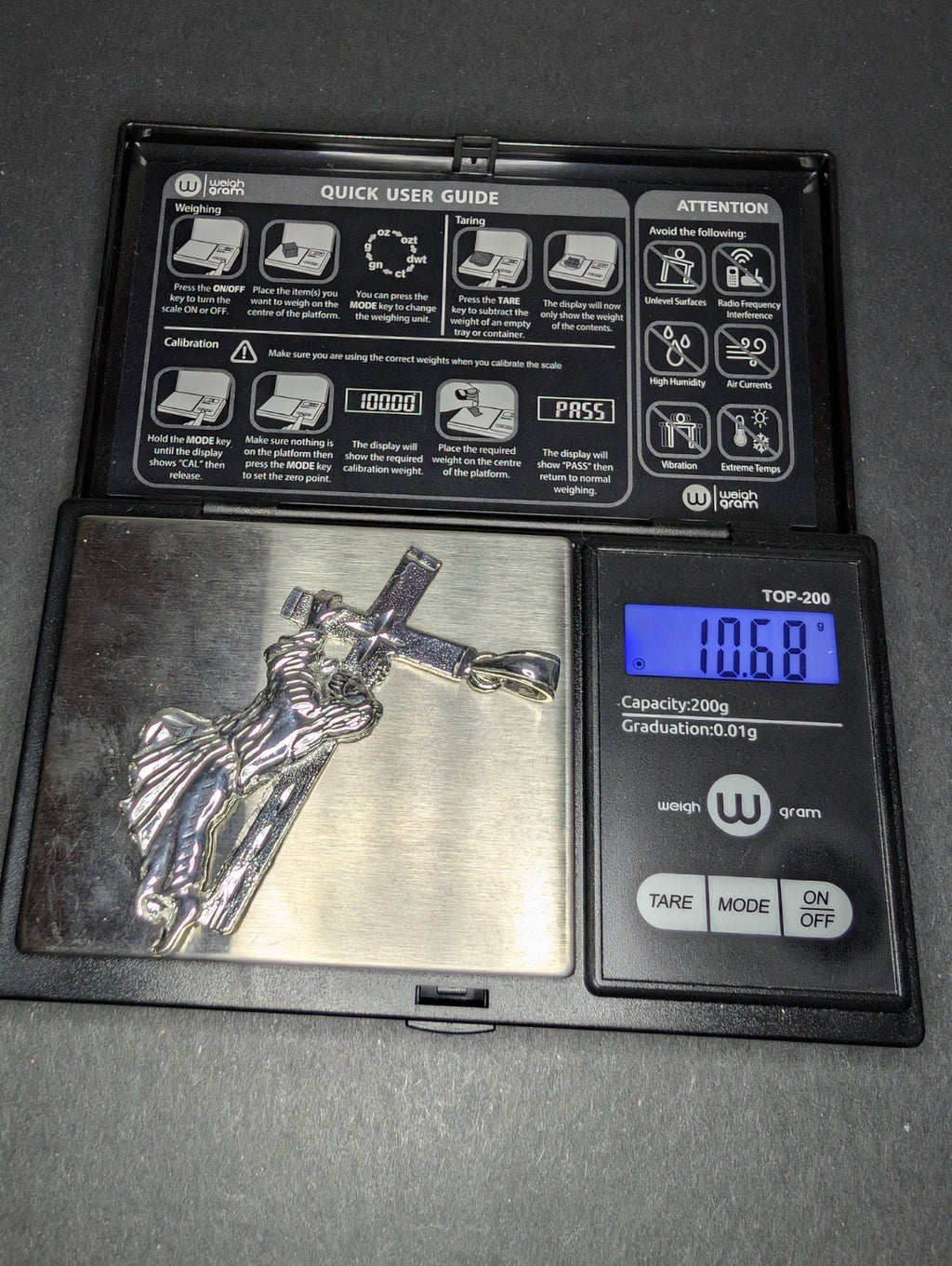 Solid 925 Sterling Silver Jesus Carrying the Cross Pendant
