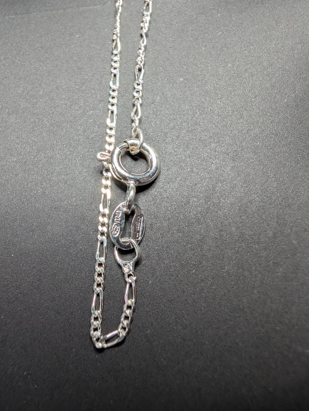 Solid 925 Italian Sterling Silver 16" 1.2mm Figaro Necklace
