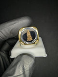Tri-Color Gold over Solid 925 Silver VVS D Moissanite Virgin Mary Ring Size 11