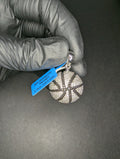 Solid 925 Sterling Silver Iced Out Black and White Moissanite Basketball Pendant
