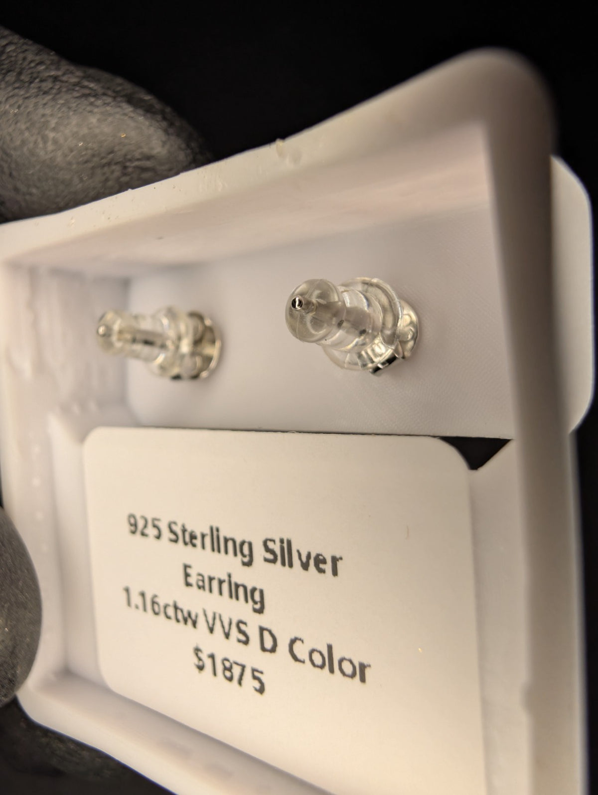 Solid 925 Silver GRA Certified Emerald-cut Moissanite with Halo Studs