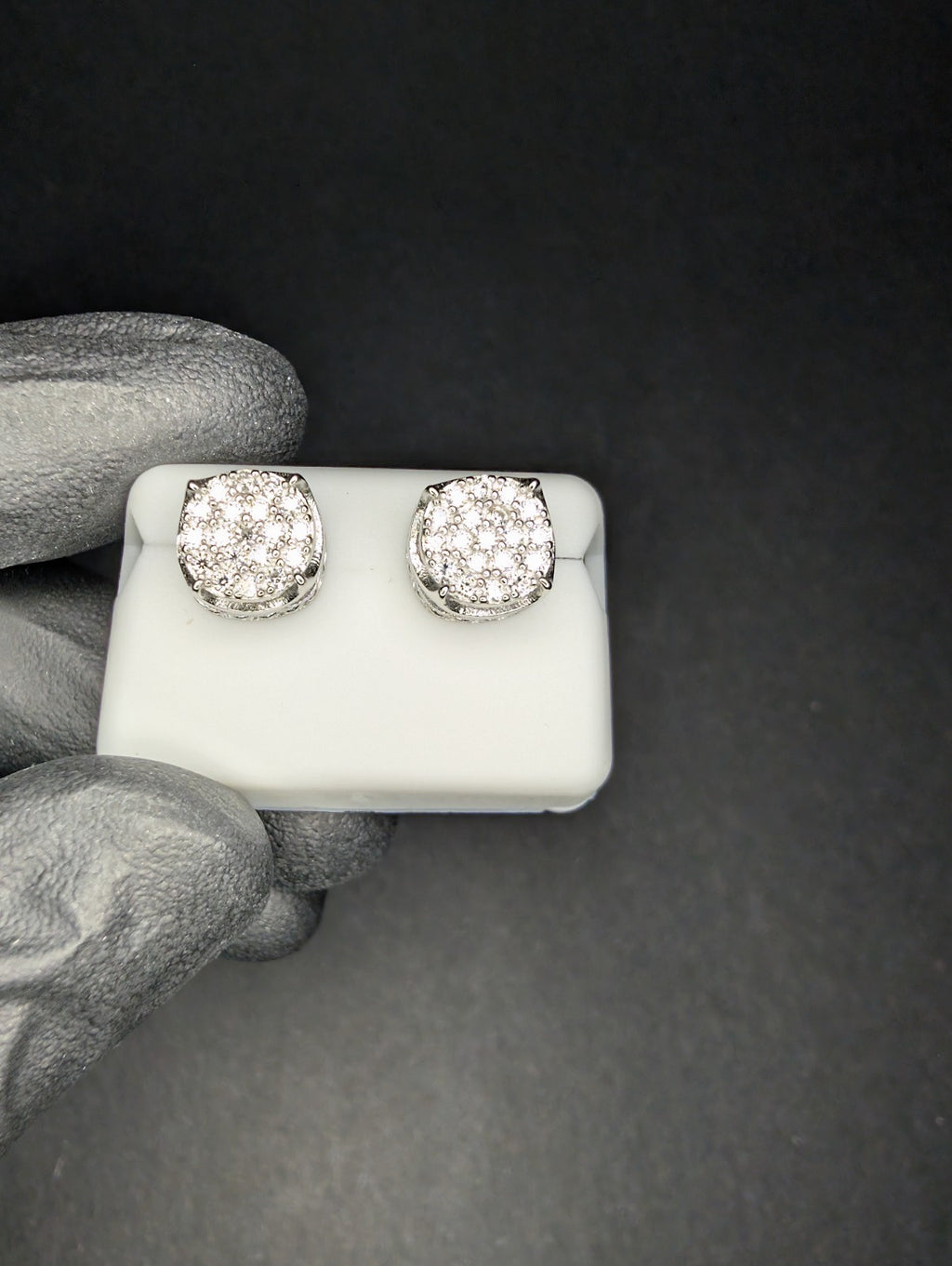 Solid 925 Sterling Silver VVS D Moissanite 9.7mm Crown Cluster Studs