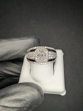 Solid 925 Silver VVS Round & Baguette Moissanite Statement Band Ring Size 9